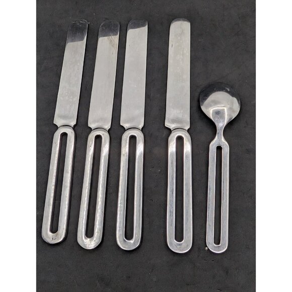 Set of 5 Stanley Roberts MCM Cycles Stainless Flatware  Knives Teaspoon Korea - Picture 10 of 13